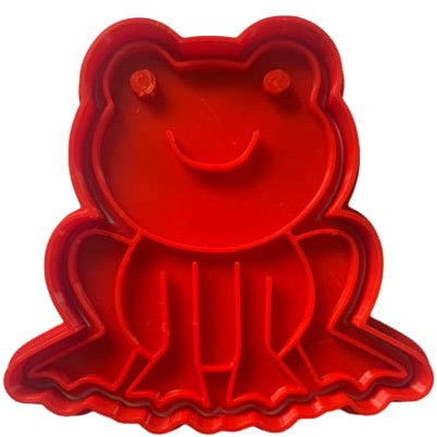 The Cookie Cutter Hub Emporte-pièce en forme de grenouille de jardin et gaufrage assorti pour cookies, biscuits, argile, décoration de pâtisserie 9 cm