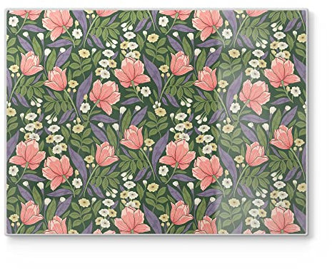 DEQORI Schneidebrett aus Glas | groß 40x30 cm | Motiv Jugendstil-Tapete | Design Schneideplatte für Küche | Frühstücksbrett antibakteriell & rutschfest | Glasplatte & Servierplatte