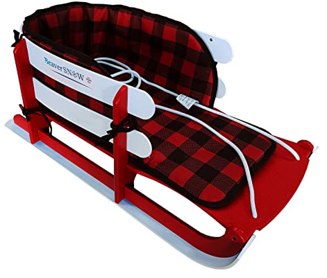 Snow Sled for Toddlers, with Cushion Pad and Seat Belt Red