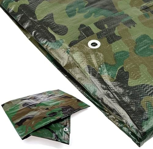 Telone protettivo in tessuto bivacco, Copertura Antipioggia, con occhielli, colore mimetico, 90 g/m², da giardino (4 x 6 m (24 m²)