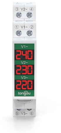 TONGOU - Mini misuratore di tensione modulare DIN Rail Mount trifase con display digitale a LED – Ac 60 – 450 V