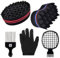 Hazrcvr Magic Curl Sponge 2 Stück Doppelseitiges Haarbürste Schwamm Twist Sponge Afro Kamm Twist Curl Schwamm Pick Herren Afro Kamm mit Metall Kamm und Lockenwickler Handschuhe