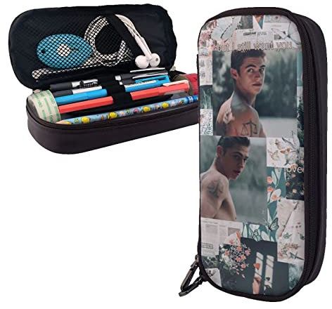 Hero Fiennes-Tiffin Trousse à crayons en cuir avec compartiments Grande pochette de rangement pour bureau collège, couleur, 5.0cm*10.5cm*20.5cm, trousse à crayons