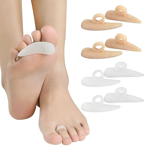 Irikdescia® 4 pares de almohadillas para dedos en martillo, correctores de dedos en martillo, separador de dedos de silicona, corrector ondulado, para reducir el dolor y la fricción, para mujeres y