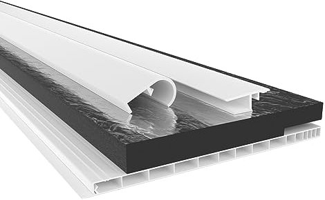 HEXIM PVC Rollladenkastendeckel Komplettset, Rollladenkastendeckel, Aufnahmeprofil & Rollladentraverse, Länge: 1000-2000mm, Breite: 120-320mm, Deckel Jalousie (195mm x 1 Meter)