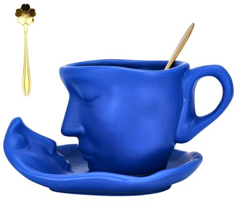 WILDLIFE FRIEND Kaffeetassen - Kissing Tassen Set - Keramik, romantisches Geschenk, perfekte Dekoration, Größe und Gewicht für mehr Komfort - Partner Tassen - Kaffeebecher - Blau