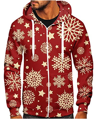 KONG JIMFAN Hoodie Weihnachten Pullover Herren Herren Tshirts Hoodie Decke Hoodie Herren Hoodie Herren Kleidung Top Pink Feuerwehr Tshirt Blaue Hoodies Outdoor Jacke Herren(Rot,XXL)