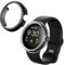 kwmobile Set da 2 Protezione Bordo Orologio Compatibile con Google Pixel Watch Smartwatch - Rivestimento Glitterato trasparente/nero