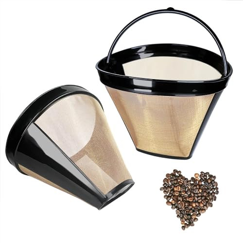2 Pcs Stainless Steel Coffee Filters Cone Coffee Basket Style Maker Filters Replacement Compatible with Ninja CFP201, Hamilton Beach 2 Way Brewer Coffee Machine Models 49980A, 49980Z Accessories