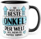 Onkel Tasse mit Spruch - Geschenk So sieht der beste Onkel der Welt aus, wenn er Kaffee trinkt - Kaffeetasse 330ml aus Keramik - Großonkel Neffe Nichte Familie Kaffee-Becher