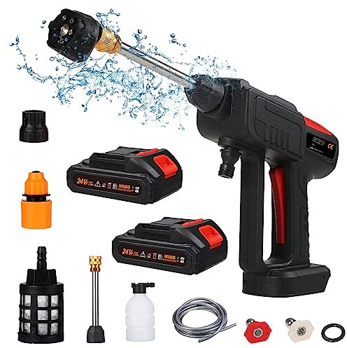 Mulcort Cordless Power Washer 60Bar 150W High Power Washer Machine with 6in1 Spray 2pcs Rechargeable Battery for Car Fence Floor Cleaning Watering