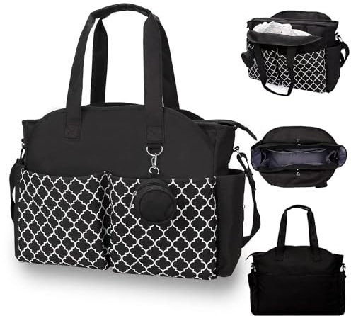 Wickeltasche, 15 große Disper-Tasche, Krankenhaus-Taschen für Arbeit und Lieferung, Baby-Reiseausrüstung für Mutter, Baby Jungen und Mädchen, Aufbewahrungstasche, Schwarz, Large