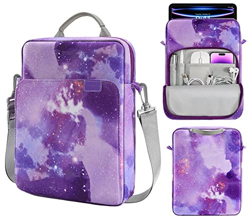 MoKo 12.9 Pulgada Funda Ordenador Portátil, Bolsa con Hombro Anti-rasguños Compatible con iPad Pro 12.9 M2 2022/2021/2020/2018,Surface Laptop Go 12.4,Galaxy Tab S8+ 12.4, Cielo Estrellado Morado