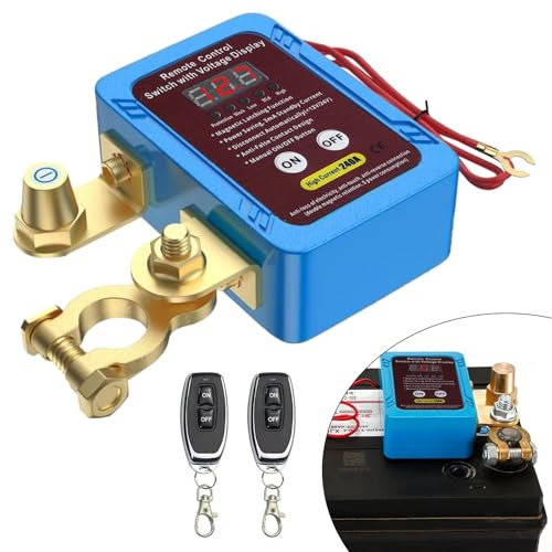 12V 240A Interruptor de Desconexión de Batería Remota, Desconectador De Bateria Coche, Corta Corriente Bateria Coche, con 2 Telecontrol, Interruptor de Batería del Control para Coche (Display)
