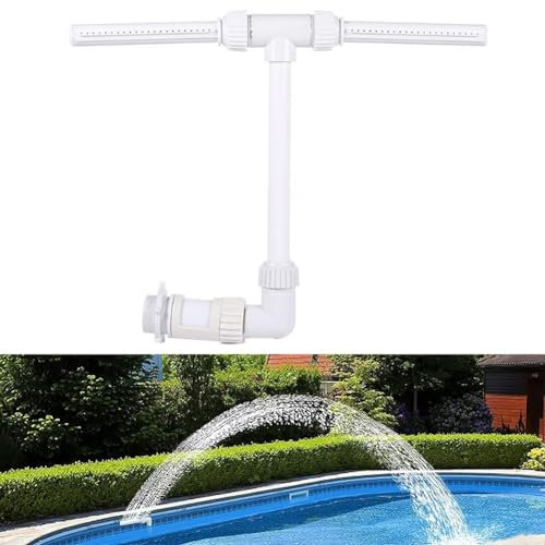 Fontana per piscina, in PVC, regolabile, a doppio spruzzo, spruzzatore a cascata, per piscine sopra e interrate