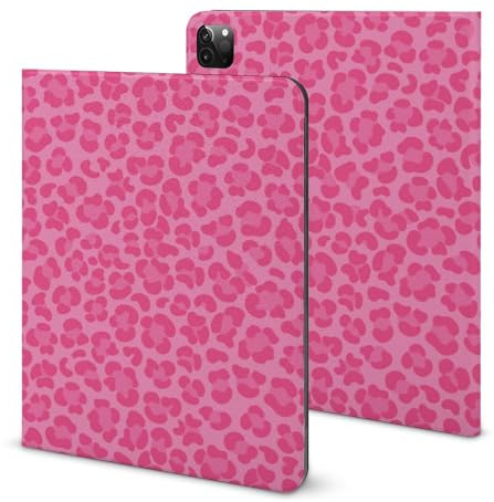 Schutzhülle für iPad 9. Generation, iPad Air 5. Generation, Hot Pink, Leopardenmuster, iPad Pro 11 Zoll, iPad Hülle 10.2, Hülle 10.9 mit Stifthalter und Ständer (TPU-Leder)