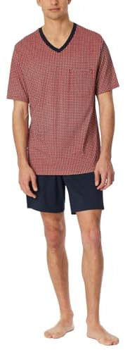 Schiesser Herren Schlafanzug kurz V-Ausschnitt-Comfort Nightwear Pyjamaset, Chilli rot_181161, 58