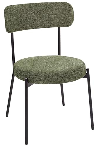 Beliani Esszimmerstuhl 2er Set Bouclé dunkelgrün hohe Lehne Metallbeine modern Allison