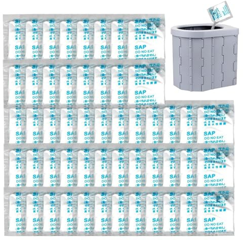 50 Gel Absorbant Toilette, Sachet De Gel Absorbant pour Toilette Portable, Sachets de Gel Absorbant de Toilette de Camping, pour Camping en Plein Air Randonnée Escalade