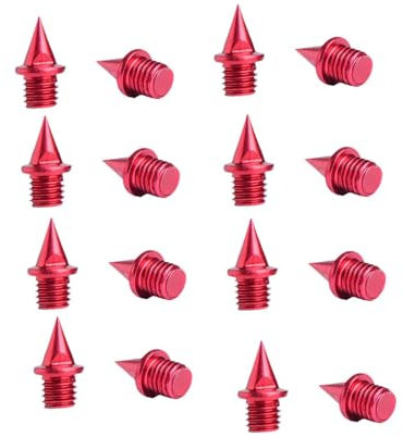 Oshhni 16 piezas de clavos para pista, clavos para zapatillas de atletismo, de acero ligero, prácticos, para hombres y mujeres, para atletismo, carreras, Rojo