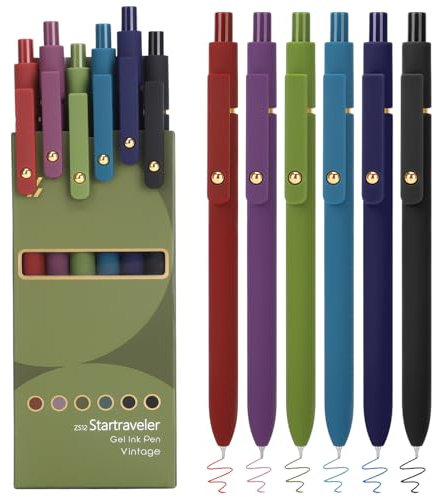 FIOVER Farbstifte, 6 Stück, bunte Gelstifte, mittlere Spitze 0,7 mm, glattes Schreiben, mehrfarbig für Tagebuch, Zeichnen, Kritzeln und Notizen