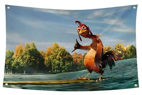 Chicken Flag 3x5 ft Funny Wall Flag for Man Cave, College Dorm Room Decor with 4 Brass Grommets