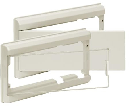 Marco y puerta marfil para caja ICP, diseño elegante, fácil instalación, ideal para protección y acceso en espacios residenciales y comerciales.