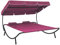 Myheimly Garten Sonnenliege mit Sonnendach Kissen Doppelliege Gartenliege Relaxliege Strandliege Liege Gartenmöbel 200x173x135cm Rosa,mit Sonnendach