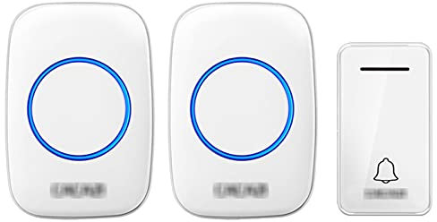 MOKLYF Self-Powered Wireless Doorbell, Cordless Plug in Door Bells with 2 Receivers, 36 Ringtones, 4 Levels Volume, 650Ft Range Waterproof Door Chime Bell,White(