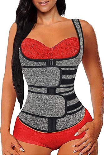 XUEBIN Tuta da Donna Effetto Sauna Fitness Girovita Maglia in Neoprene Top for Allenamento Sportivo Corsetto Hot Body Shaper, S-3XL Tuta da Sauna(Gray,L)