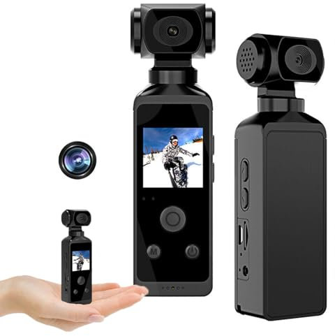 BSLVWG Cámara de acción 4K, cámara corporal, cámara deportiva subacuática ultra HD impermeable con clip de micrófono, cámara de video digital WiFi giratoria de 270°, videocámara 1.3 LCD, cámara de