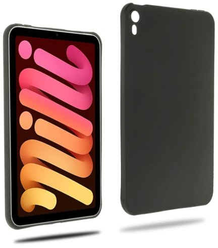 REY Cover in Gel TPU Nera per iPad Mini 6ª GENERACION 8,3 2021-7ª GENERACION 8,3 2024, Ultra Sottile 0,33 mm, Morbido Flessibile, Custodia Silicone
