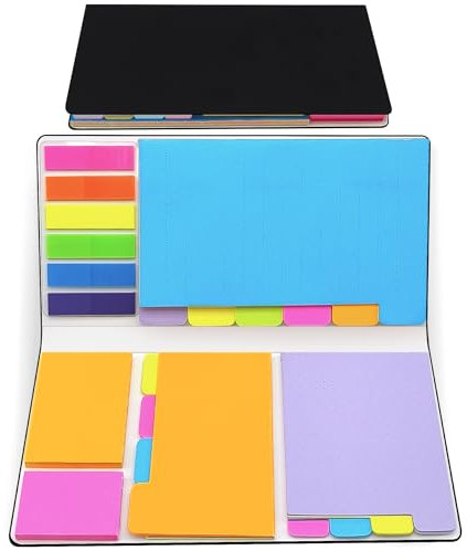 SPEPY 400 Pcs Sticky Notes Set,Multicolor Post It Notes Adhesive Notes with PU Leather Cover,Student Essentials Index Flags Pads for Books,Folders,Index,Office,School,Daily
