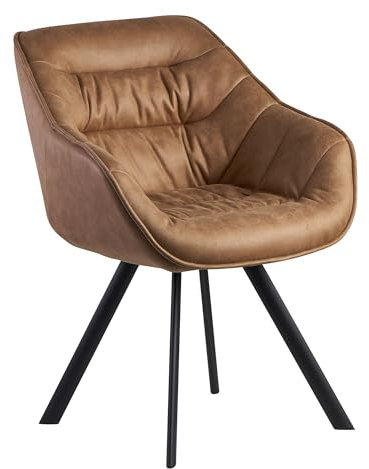 Esszimmerstuhl Wildlederoptik Beige Gepolstert | Küchenstuhl mit Schwarzen Beinen | Moderner Schalenstuhl mit Armlehnen | Design Polsterstuhl Stoffbezug