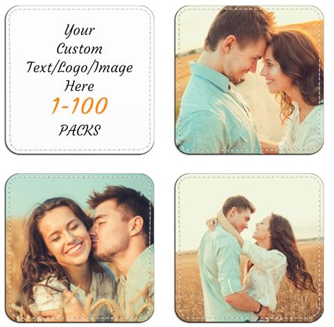 Personalisierte Untersetzer mit Foto und Text – personalisierter Tassen-Untersetzer, fügen Sie Ihr Bild-Logo hinzu, für Kaffeetassen, Zuhause, Büro, Küche