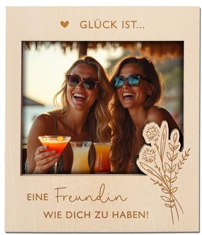 Joli Coon Bilderrahmen Glück ist eine Freundin wie dich zu haben - Magnetischer Bilderrahmen für gemeinsames Bild - Geschenk beste Freundin