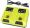 KUNLUN P117 Chargeur pour Ryobi 18V Batterie, 2 Ports Chargeur de Remplacement pour Ryobi One+ P108 P107 P104 P105 P102 P103 P117 Batterie Li-ION/Ni-Mh