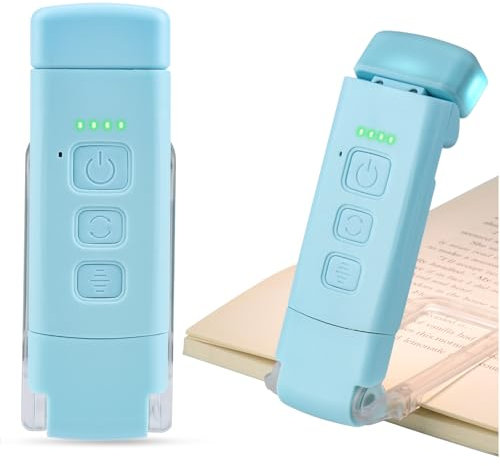 HPLIMEOR Lampe de Lecture Rechargeable, 3 Modes de Couleur & 5 Niveaux de Luminosité Réglables, Lampe à Pince pour Livres au Lit, Portable Mini Liseuse Lamp Clip, Cadeaux pour Lecteurs de Livres-Bleu