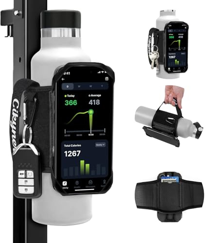Cikyner Magnetisch Wasserflaschenhalter Gurt mit Griff, 360° drehbarer | Flaschentasche mit abnehmbarem Handyhalter, passend für 4,5-7 Zoll Smartphones und 5-9 cm Wasserflaschen beim Training