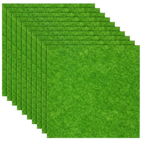 10 Pcs Fake Grass Mat, 15 x 15cm Life-Like Fairy Artificial Grass Mat Garden Micro Grasses Miniature Garden Ornament for Modelling, Toy Farm