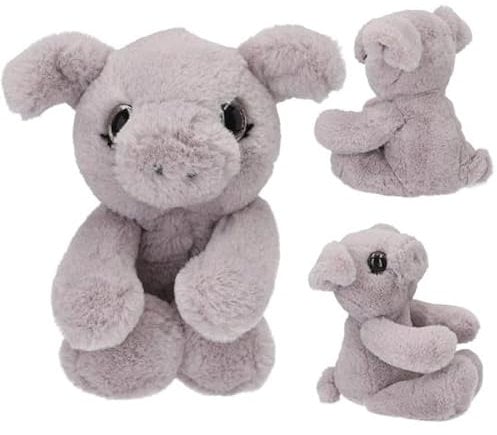 Depesche 13521 SNUKIS - Kuscheltier Ferkel, in Mauve, mit niedlichen Ohren, ca. 25 cm großes Plüschtier mit glitzernden Augen