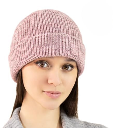 Alpaka Haube | 100 % Alpakawolle | Doppelt gestrickt | 2 Größen | Mütze Unisex | Fair Trade | warm & weich, atmungsaktiv & hypoallergen | Wintermütze (DE/NL/SE/PL, Alphanumerisch, S, M, Ballet rosa)