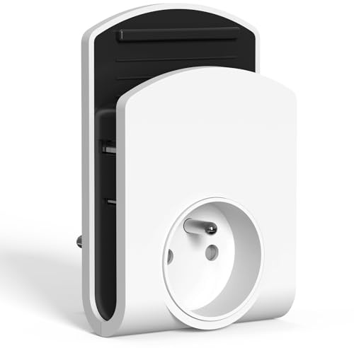 SURNICE 3 en 1 Multiprise Murale avec 1 USB-A et 1 USB-C 3A, L'adaptateur secteur 3680W, Avec support pour téléphone, adapté pour la maison, le bureau, la cuisine, certification CE et GRS