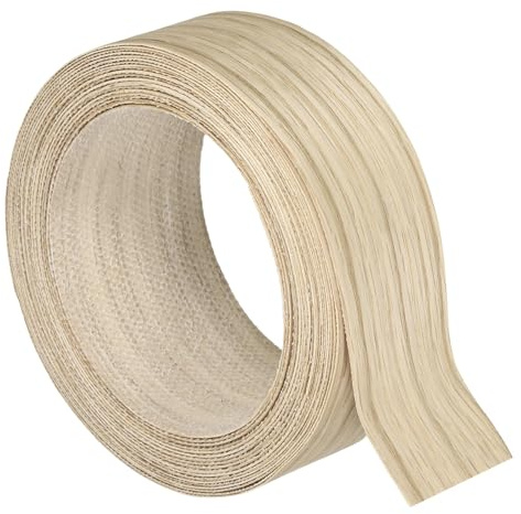 QUARKZMAN 50mm x 8m (LxP) Bordo In Legno Impiallacciato Preincollato, Bistratificato Flessibile In Rovere Bianco, Adesivo A Fusione A Caldo Per Riparazione Mobili E Restauro