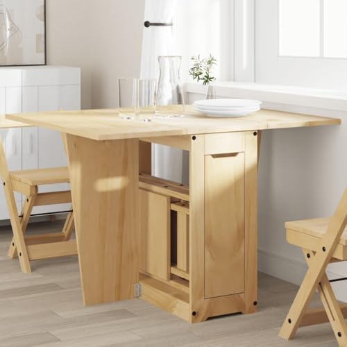 Butterfly-Esstisch Klappbar Corona Wachsbraun Massivholz Kiefer, Ausziehbarer Küchentisch, Platzsparend, Esszimmertisch für 4 Personen, Vielseitiger Tisch