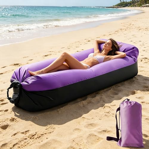 KUWUNG Aufblasbares Sofa, Camping Sofa Aufblasbar, Tragbares Luft Sitzsack mit Aufbewahrungstasche, Air Lounger, Aufblasbare Couch für Camping Urlaub Schwimmbad Strandparties Hinterhof