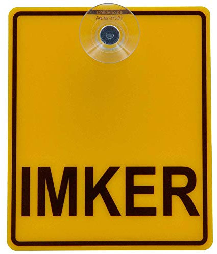 Saugnapfschild Schild IMKER 100x120mm für Auto Scheiben Innenbefestigung
