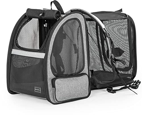 Petsfit Hunde-Rucksack, Katzen-Rucksack, erweiterbar mit großer Belüftung, Fleece-Matte, perfekt zum Wandern, Camping, hält Haustiere unter 10 kg