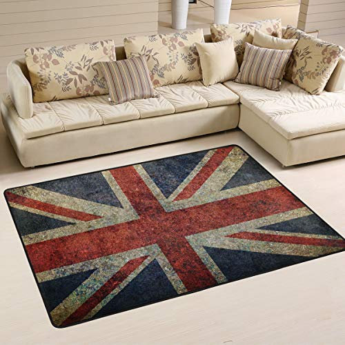 Mnsruu Vintage Union Jack Britische Flagge London Teppich Teppich Teppich für Wohnzimmer Schlafzimmer, Textil, multi, 183cm x 122cm(6 x 4 feet)