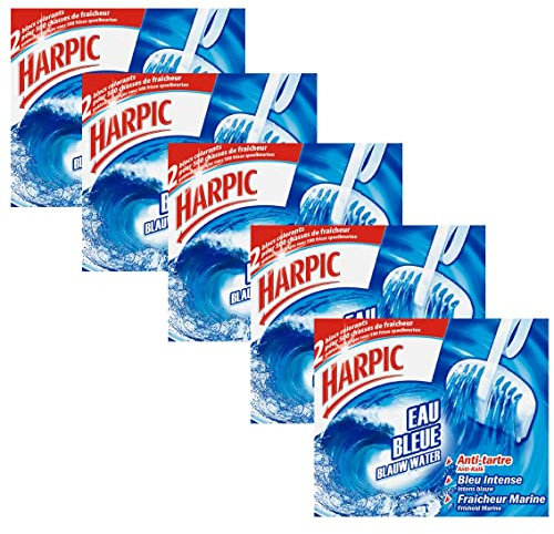 HARPIC Lot de 5 Packs 2 Blocs WC Eau Bleue Anti-tartre